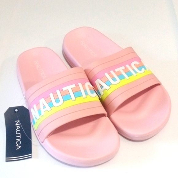NAUTICA PASTEL PINK SLIDE SANDALS SIZE 3 NWT - Picture 1 of 5